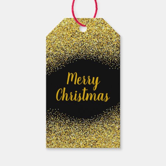 Frohe Weihnachts-Gold-Glitzer Geschenkanhänger (Vorderseite)
