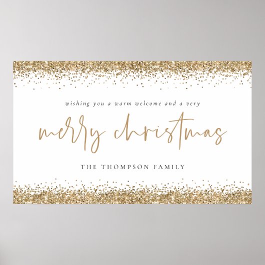 Frohe Weihnachts Gold Glitzer Name White Poster (Vorne)