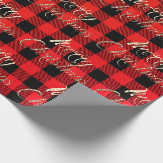 Frohe Weihnachts Gold Glitzer Script Buffalo Warm Geschenkpapier (Ecke)