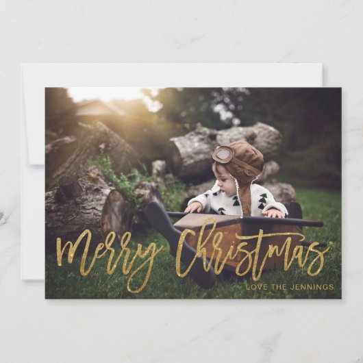 Frohe Weihnachts Gold Glitzer Script Foto (Vorderseite)
