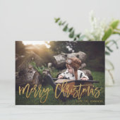 Frohe Weihnachts Gold Glitzer Script Foto (Stehend Vorderseite)