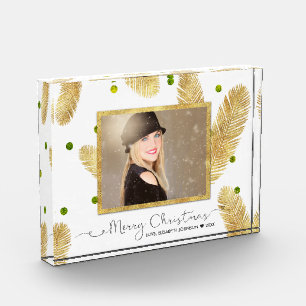 Frohe Weihnachts Gold Glitzer Script - Foto Block