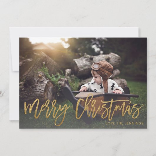 Frohe Weihnachts Gold Glitzer Script Foto Fade (Vorderseite)