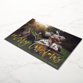 Frohe Weihnachts Gold Glitzer Script Foto Fade Folieneinladung (Gedreht)