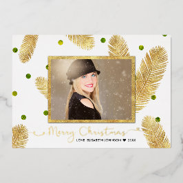 Frohe Weihnachts Gold Glitzer Script Foto Folien Feiertagskarte