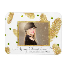 Frohe Weihnachts Gold Glitzer Script - Foto Magnet