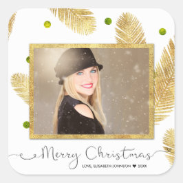 Frohe Weihnachts Gold Glitzer Script Foto Sticker