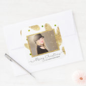 Frohe Weihnachts Gold Glitzer Script Foto Sticker (Umschlag)