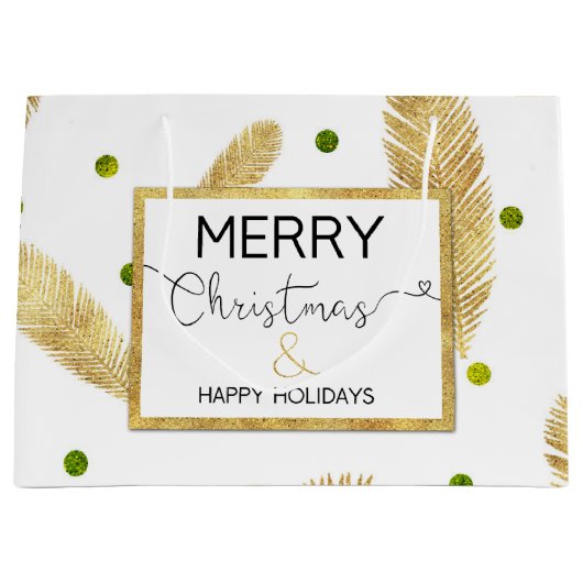Frohe Weihnachts Gold Glitzer Script Große Geschen Geschenktüte (Vorderseite)