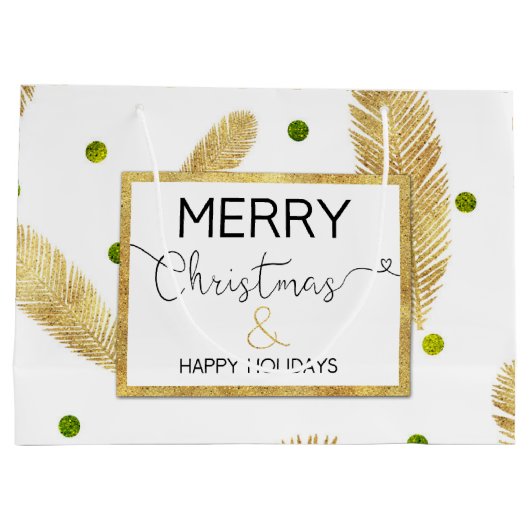 Frohe Weihnachts Gold Glitzer Script Große Geschen Große Geschenktüte (Rückseite)