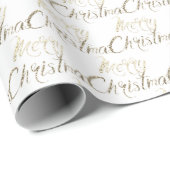 Frohe Weihnachts Gold Glitzer Script Ivory Creamy Geschenkpapier (Rolleneckpunkt)