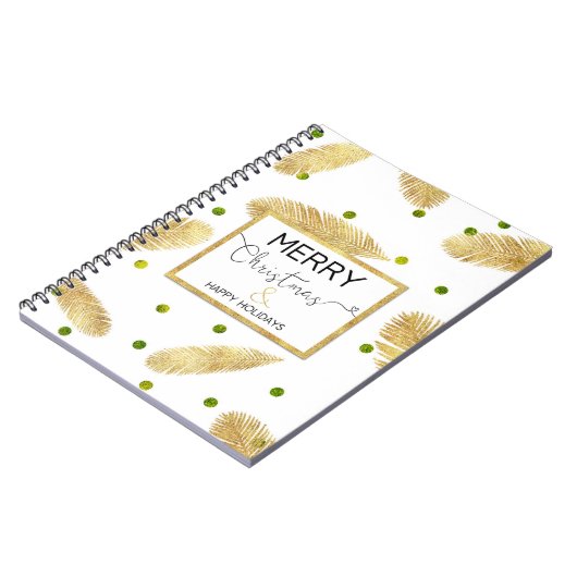 Frohe Weihnachts-Gold-Glitzer-Script - Notebook Notizblock (Linke Seite)