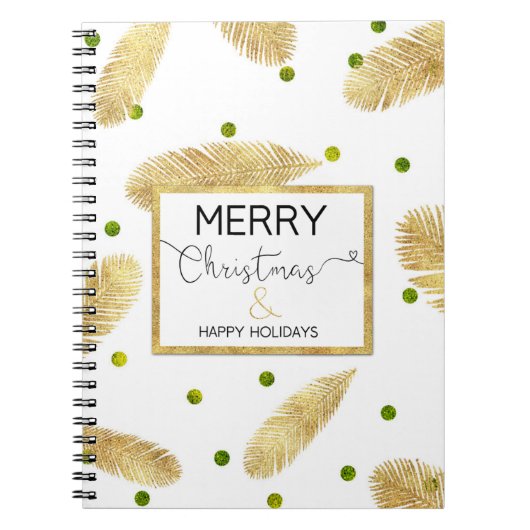 Frohe Weihnachts-Gold-Glitzer-Script - Notebook Notizblock (Vorderseite)