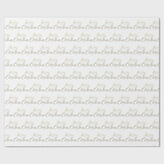 Frohe Weihnachts Gold Glitzer Script White Hütte Geschenkpapier (Flach)
