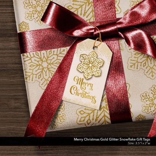 Frohe Weihnachts Gold Glitzer Snowflake Geschenkanhänger