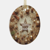 Frohe Weihnachts Gold Glitzer Star Keramik Ornament (Rechts)