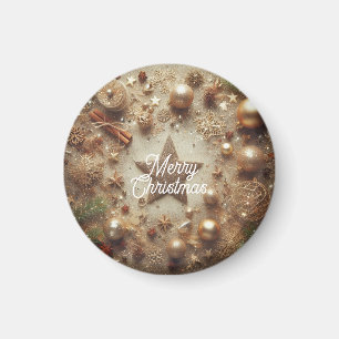 Frohe Weihnachts Gold Glitzer Star Magnet