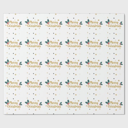 Frohe Weihnachts-Gold-Glitzer-Textgestaltung Geschenkpapier (Flach)