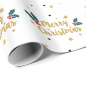 Frohe Weihnachts-Gold-Glitzer-Textgestaltung Geschenkpapier (Rolleneckpunkt)