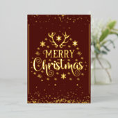 Frohe Weihnachts Gold Red Folien Feiertagskarte (Stehend vorne)