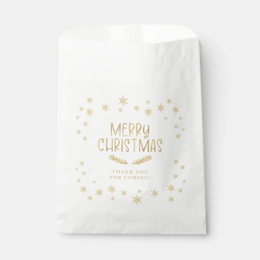 Frohe Weihnachts Gold Schneeflocken Danke Geschenktütchen (Vorderseite)