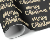 Frohe Weihnachts Gold Script Black Champaigne Imit Geschenkpapier (Rolleneckpunkt)