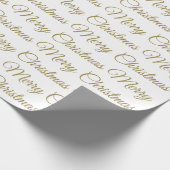 Frohe Weihnachts Gold Script Cursive White Simple Geschenkpapier (Ecke)