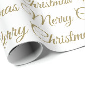 Frohe Weihnachts Gold Script Cursive White Simple Geschenkpapier (Rolleneckpunkt)