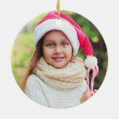 Frohe Weihnachts Gold Script Custom Family Foto Keramik Ornament (Hinten)