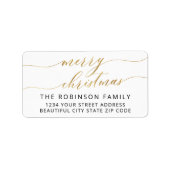 Frohe Weihnachts-Gold-Script-Foto-Rücksendeadresse Adressaufkleber (Vorne)