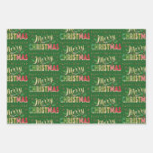 Frohe Weihnachts-Gold-Script Geschenkpapier Set (Vorderseite)