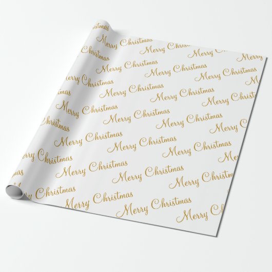 Frohe Weihnachts-Gold-Script-Kalligrafie Geschenkpapier (Ungerollt)
