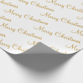 Frohe Weihnachts-Gold-Script-Kalligrafie Geschenkpapier (Ecke)