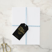 Frohe Weihnachts-Gold-Script-Typografie Geschenkanhänger (Mit Garn)