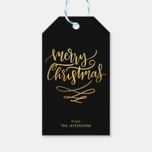 Frohe Weihnachts-Gold-Script-Typografie Geschenkanhänger