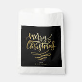 Frohe Weihnachts-Gold-Script-Typografie Geschenktütchen (Vorderseite)