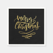 Frohe Weihnachts-Gold-Script-Typografie Serviette (Vorderseite)