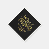 Frohe Weihnachts-Gold-Script-Typografie Serviette (Ecke)