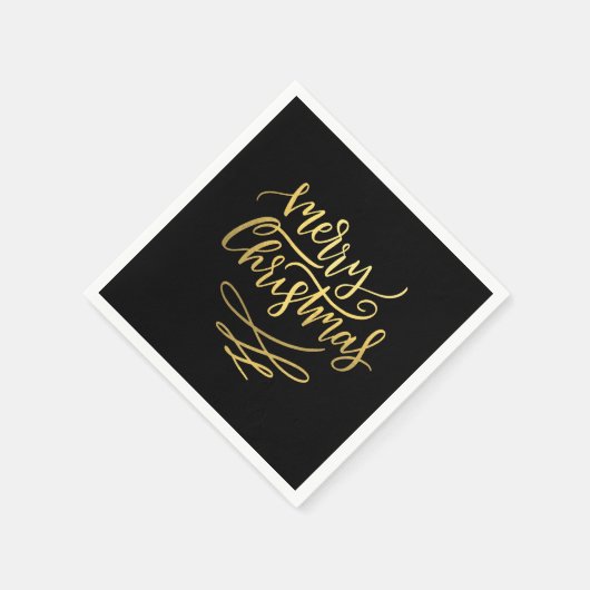 Frohe Weihnachts-Gold-Script-Typografie Serviette (Ecke)