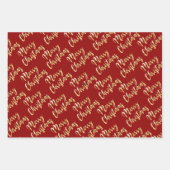 Frohe Weihnachts Gold Skript schwarz grün rot Geschenkpapier Set (Vorderseite 3)