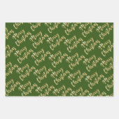 Frohe Weihnachts Gold Skript schwarz grün rot Geschenkpapier Set (Vorderseite 2)