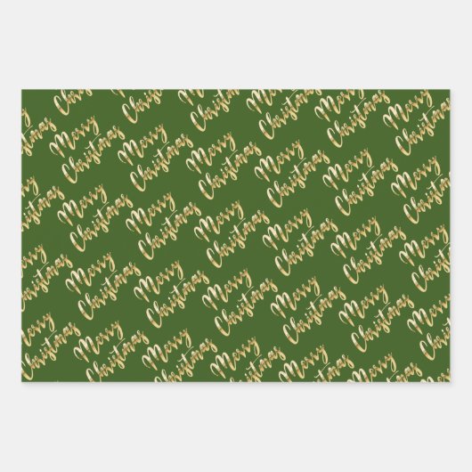 Frohe Weihnachts Gold Skript schwarz grün rot Geschenkpapier Set (Vorderseite 2)