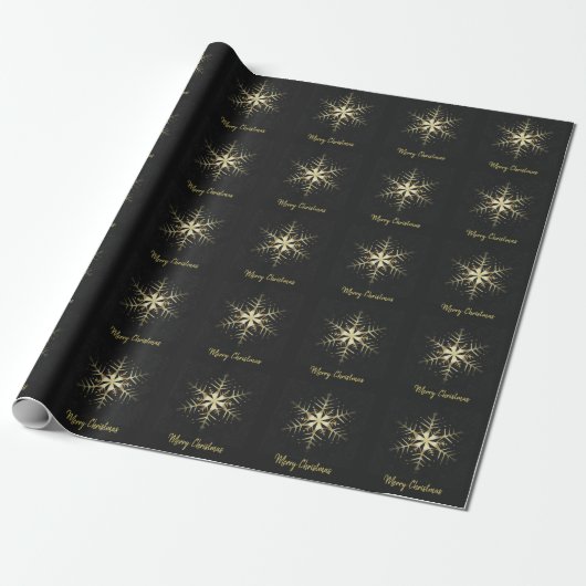 Frohe Weihnachts Gold Snowflake Geschenkpapier (Ungerollt)