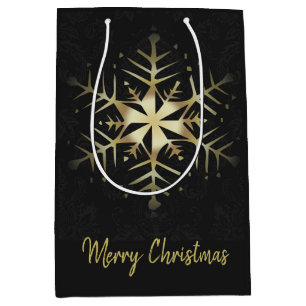 Frohe Weihnachts Gold Snowflake Mittlere Geschenktüte