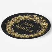 Frohe Weihnachts-Gold-Stars Pappteller (Schrägansicht)