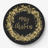 Frohe Weihnachts-Gold-Stars Pappteller (Vorderseite)