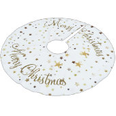 Frohe Weihnachts-Gold-Sternenmuster Polyester Weihnachtsbaumdecke (Schrägansicht)