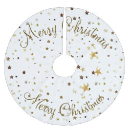 Frohe Weihnachts-Gold-Sternenmuster Polyester Weihnachtsbaumdecke