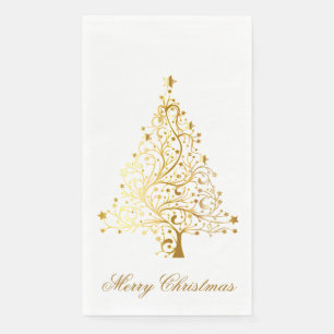 Frohe Weihnachts-Goldbaum Serviette