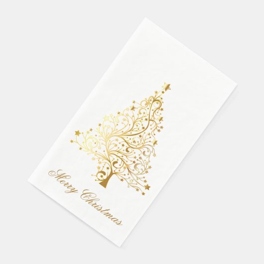 Frohe Weihnachts-Goldbaum Serviette (Ecke)